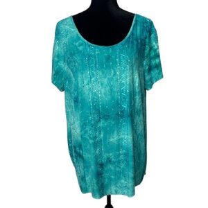 🌹Sami & Jo - Aqua Sequin Embellished Criss Cross Back Top - Size 2X